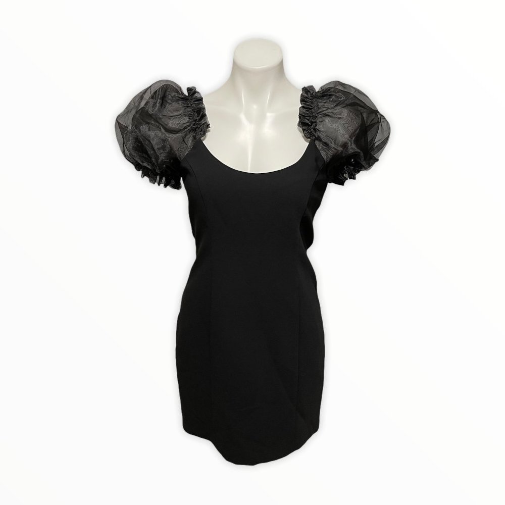 Amanda Uprichard Black Puffy Sleeve Cocktail Dress